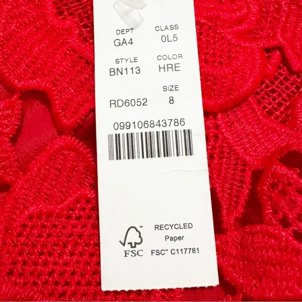 J. Crew NWT Luxe Lace Dress Red NWT 8